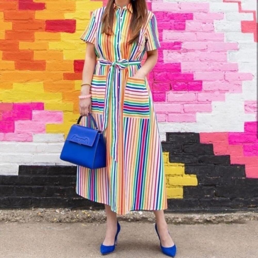 Christopher John Rogers For Target Rainbow Stripe Shirt Dress size 2